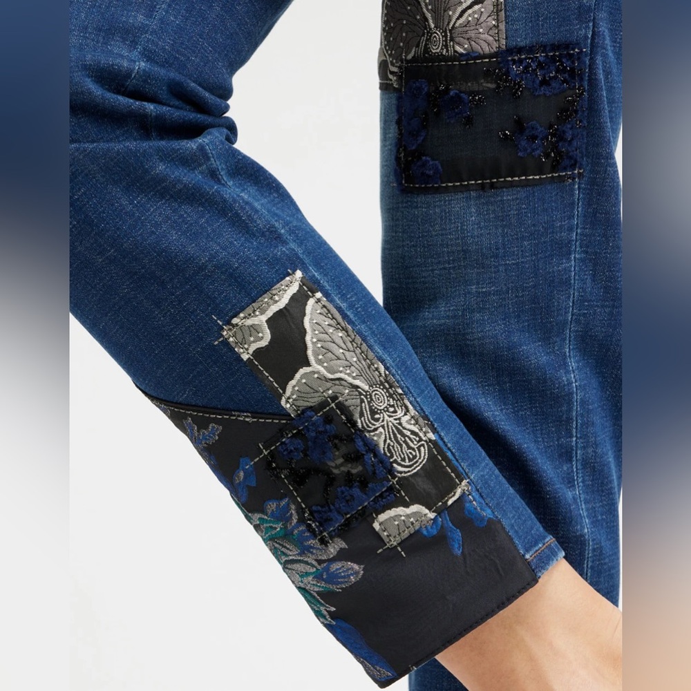 Girlfriend Patchwork Ankle Jeans Chico’s Size 14u… - image 2